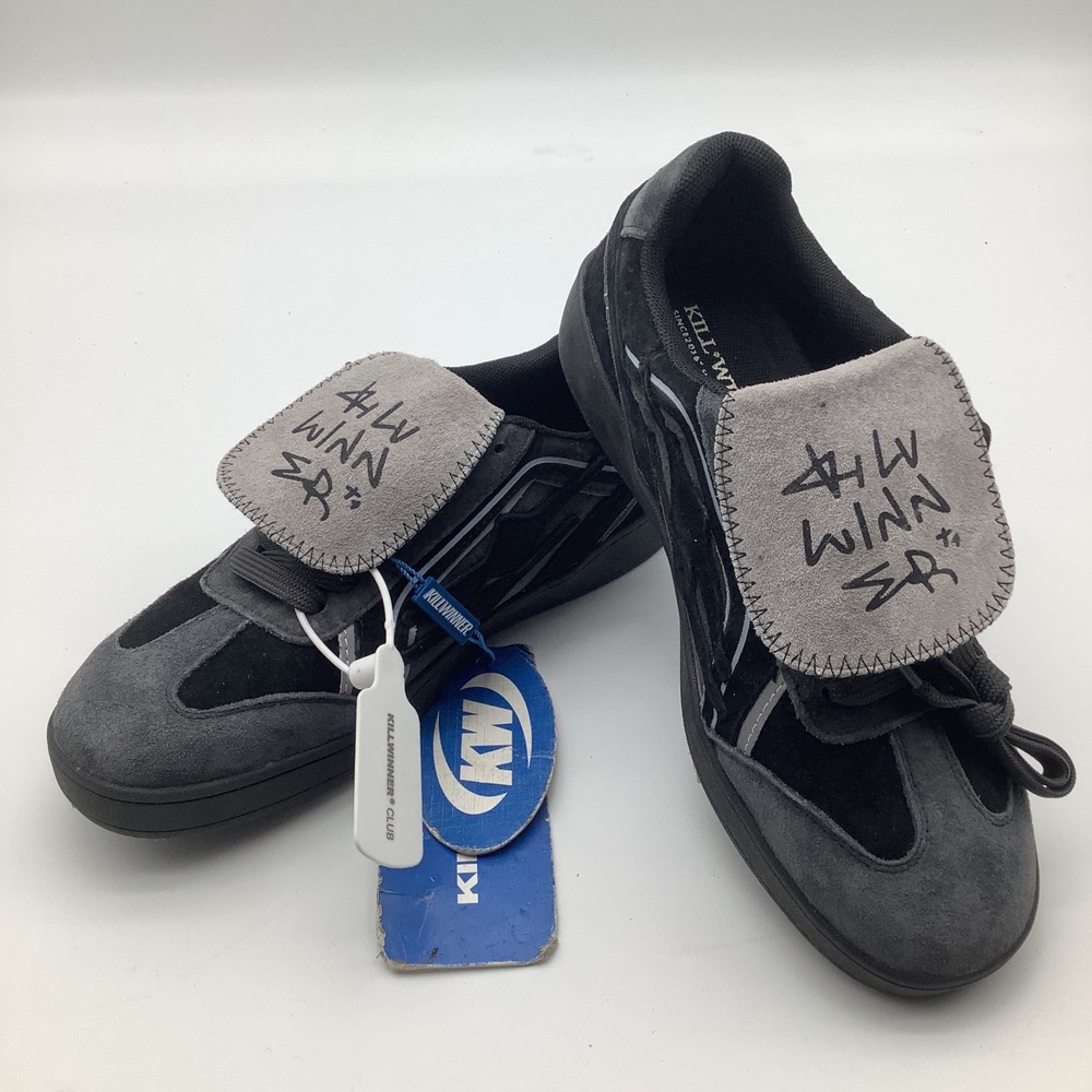 Kill Winner Club Low Top Suede Skate Sneakers Button Detail Black Gray NWT‎